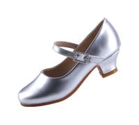 EIGHT KM Zapatos de tacón Alto para niñas Modelo Mary Jane EKM7015 en Charol Plateado Estilo Princesa para Fiesta o Boda Talla EU 29