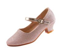 EIGHT KM Zapatos de tacón Alto para niñas Modelo Mary Jane Minerva en Brillo Brillante Dorado Talla EU 36