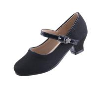 EIGHT KM Zapatos de tacón Alto para niñas Modelo Mary Jane Minerva en Brillo Brillante Negro Talla EU 28