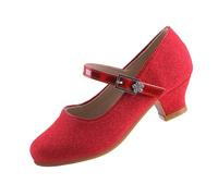 EIGHT KM Zapatos de tacón Alto para niñas Modelo Mary Jane Minerva en Brillo Brillante Rojo Talla EU 36