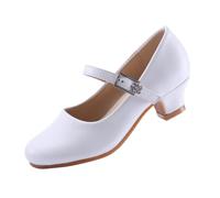 EIGHT KM Zapatos de tacón para niñas Modelo Mary Jane Athena en Cuero Microfibra Blanco Fiesta Boda Princesa Talla EU 30