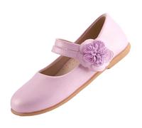 EIGHT KM Zapatos de Vestir para niñas pequeñas Mary Jane Princesa Boda Zapatillas de Ballet EKM7063 Flor de Cuero de Microfibra Camelia Lustroso Rosa EU tamaño 29