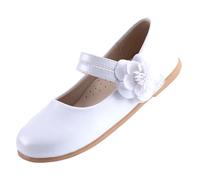 EIGHT KM Zapatos de Vestir para niñas pequeñas Mary Jane Princesa Boda Zapatillas de Ballet EKM7063 Flor de Cuero de Microfibra Camelia Lustroso Blanco EU tamaño 30