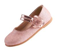 EIGHT KM Zapatos de Vestir para niñas pequeñas Mary Jane Princesa Boda Zapatillas de Ballet EKM7063 Brillantina Flor Camellia Corazón Oro EU tamaño 25