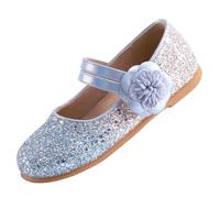 EIGHT KM Zapatos de Vestir para niñas pequeñas Mary Jane Princesa Boda Zapatillas de Ballet EKM7063 Brillantina Flor Camellia Gradual Azul EU tamaño 26