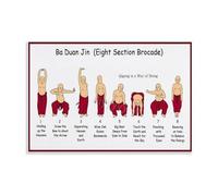 Eight Section Brocade Wall Art Ba Duan Jin Qigong Poster Chinese Martial Arts Training Diagram Canvas Print for Living Room Office Decor(Unframed,12x18inch(30x45cm))