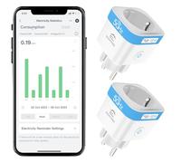 EIGHTREE Enchufe Inteligente Wi-Fi 2.4G/5GHz con Monitor de Energía, Temporizador Programable, Control por App y Voz, Compatible con Alexa/Google Home/SmartThings, 16A, 2PCs