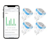 EIGHTREE Enchufe Inteligente Wi-Fi 2.4G/5GHz con Monitor de Energía, Temporizador Programable, Control por App y Voz, Compatible con Alexa/Google Home/SmartThings, 16A, 4PCs