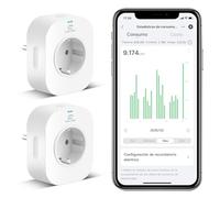 EIGHTREE Enchufe Inteligente WiFi con Medidor de Energía, Tomada Temporizador Programable, Control por Voz y APP, Compatible con Alexa, Google Home, No necesita Hub, 16A 3680W, 2 PCs