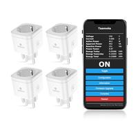 EIGHTREE Enchufe Tasmota, Enchufe Inteligente WiFi, Smart Home, ESP8685 con Home Assistant, MQTT, Domoticz, OpenHAB, ioBroker, 16A, solo 2,4GHz WLAN, 4PCs
