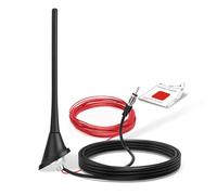 Eightwood Antena de coche para techo Antena activa de coche con amplificador FM AM antena de coche corto + cable de 5 m para radio de coche, camión, SUV, receptor estéreo