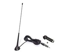 Eightwood Antena de Radio para automóvil Antena de FM Antena de Montaje magnético de Radio Cable FM de 3 m RG174 + Adaptador de Enchufe DIN a ISO para automóviles Camiones Universal