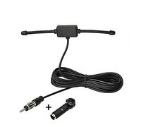 Eightwood Antena para Radio de automóvil Antena para FM Antena Adaptador DIN Interno Amplificado Autoadhesivo Radio de Coche estéreo DIN a aérea ISO para Universal con Cable de 300cm