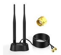 Eightwood Antena WiFi 2,4/5/5,8GHz,Amplificador de señal,Base magnética | dual, cable de extensión RP-SMA para router Wi-Fi, tarjeta PCI, PCI-E, Bluetooth