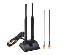 Eightwood Antena WiFi 2,4 G/5,8 G Dual Frequency Magnetic 6 dBi 2m Cable | RP-SMA Adaptador de Cable alargador con 2 Cables MHF4 para Tarjetas WLAN PCIe Router Bluetooth Dlink