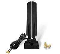 Eightwood Antena WiFi 6E 2,4 GHz 5 GHz 6 GHz WLAN Antena Amplificación de señal Tribanda RP-SMA + Adaptador SMA con cable alargador de 2 m para tarjetas WLAN, tarjeta PCI, PC Router Bluetooth