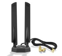 Eightwood Antena WiFi 6E 2,4 GHz 5 GHz 6 GHz WLAN Antena RP-SMA Tri-Band Antenna + Adaptador SMA Base Magnética con Cable de extensión de 2 M para PC Bluetooth Placa base WLAN Tarjetas PCI WiFi Router