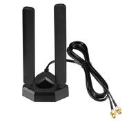 Eightwood Antena WiFi 7 WLAN 6E, 2,4 GHz, 5 GHz, 6 GHz, RP-SMA tribanda, base magnética con cable de extensión de 2 m, para PC, Bluetooth, placa base, tarjeta PCI, WiFi, router