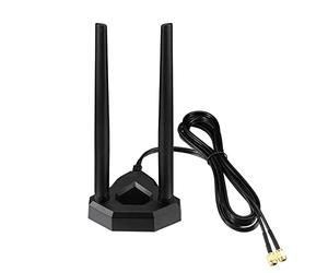 Eightwood Antena WiFi de Doble Banda de 2,4 GHz, 5 GHz, RP-SMA WiFi, Base magnética, Cable de extensión de 6.5 pies para PC de Escritorio PCI PCIe WiFi Tarjeta Bluetooth Router de Red inalámbrica