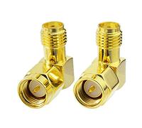 Eightwood SMA - Adaptador de antena FPV macho a hembra en ángulo recto, paquete de 2 para gafas FPV, cámara de respaldo, radio bidireccional, radio aficionada, antena 4G LTE