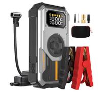 Eigotrav Arrancador de Baterias de Coche 6000A, Compresor de Aire 150 PSI, 5-en-1 Booster Bateria 12V (para 7.5 L Gasolina o 6 L Diesel), Arrancador de Coche con Pantalla LCD, Linterna LED