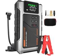 Eigotrav Arrancador de Baterias de Coche con Compresor de 150 PSI, 6000A Arrancador de Coche(para 7.5L Gasolina o 6L Diesel), Booster Bateria 12V con Pantalla LCD, Linterna LED