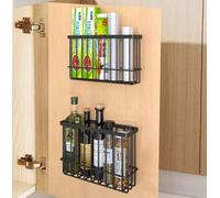 EigPluy 2 Piezas Caja De Almacenamiento De Puerta De Cocina,Adhesivo Caja De Almacenamiento Montada En Pared,Armarios/Baños/Refrigeradores Caja de Organización de Artículos Diversos (Negro)