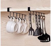 EigPluy 2pcs Tazas Vasos de Vino de Almacenamiento Ganchos Utensilios de Cocina Lazos Cinturones y Bufanda Colgando Gancho Soporte de Rack Debajo del Gabinete Armario sin Perforación,Negro