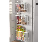 EigPluy 3 Piezas Caja De Almacenamiento De Puerta De Cocina,Adhesivo Caja De Almacenamiento Montada En Pared,Armarios/Baños/Refrigeradores Caja de Organización de Artículos Diversos (Blanco3)