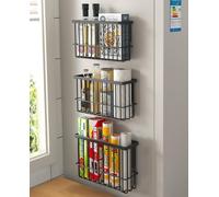 EigPluy 3 Piezas Caja De Almacenamiento De Puerta De Cocina,Adhesivo Caja De Almacenamiento Montada En Pared,Armarios/Baños/Refrigeradores Caja de Organización de Artículos Diversos (Negro3)