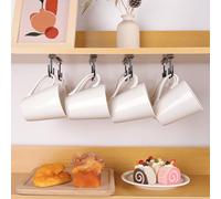 EigPluy 4 Piezas Ganchos y Soportes Debajo del Gabinete para Tazas de Café, Metal Cuelga Utensilios de Cocina (Negro)