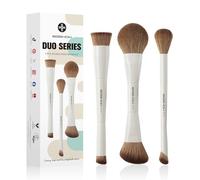 EIGSHOW Brochas de Maquillaje, Brochas de Maquillaje de 3 Piezas, Set de Brochas de Maquillaje con Dos Puntas, Brochas Cosméticas de Fibra Sintética Suave, Aptas para Polvos Cremosos Líquidos, Beige