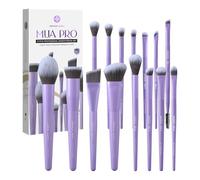 EIGSHOW Set de Pinceles para Maquillaje,15 Piezas MUA PRO Serie Pinceles Profesionales con Cerdas a Iones de Plata para Base,Polvo,Rubor,Iluminador,Corrector,Eyeliner,Set Cadeau de Viaje(Violeta Mate)