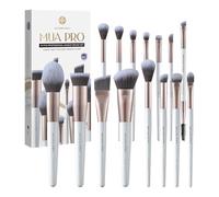 EIGSHOW Set de Pinceles para Maquillaje,15 Piezas MUA PRO Serie Pinceles Profesionales con Cerdas a Iones de Plata para Base,Polvo,Rubor,Iluminador,Corrector,Eyeliner,Set Cadeau de Viaje(Oro champán)