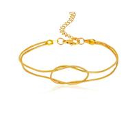Eigso Pulseras de cadena de cobre chapadas en oro para mujeres y hombres, pulsera vintage con nudo de amor en espiga, Large, Cobre, No es una piedra preciosa
