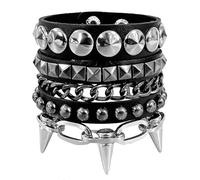 Eigso Pulseras de cuero con tachuelas para hombre para concierto rock gótico Emo cadena para trajes alternativos