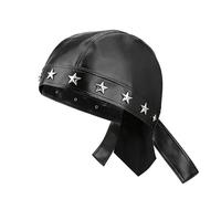 Eigso Punk Leather Biker Cap for Men Women Vintage Pirate Bandana for Motorcycle Bike Costume for Man Woman, A1-negro., Talla única