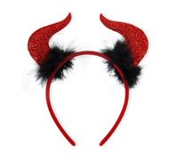 EIH Diablo Orejas Diadema,Diadema con Cuernos Diablo Rojo Orejas Diablo Diadema con Negro Felpa,Accesorios para Pelo Fiesta de Disfraces de Halloween,Cuernos Demonio,para Carnaval/Mardi Gras/Halloween