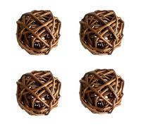 EIH1 4 Pcs Juguetes para Pájaros, Pelota de Sepak Takraw de 6 cm en Colores Primarios, Bola de Ratán Natural,Para loros, Decoraciones para Bodas, Decoraciones para Fiestas