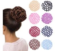 EIH1 8 Piezas Danza Clásica Cubierta de Malla con Elástico,Chignon redecilla para el cabello del bebé con cuentas redecillas para el cabello para la enfermera del hotel
