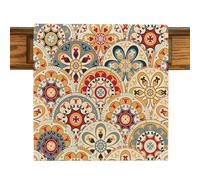 EIH1 Camino de Mesa de Navidad Mantel de Navidad de Lino Rojo con Campanas de Árbol de Navidad Impreso con Azúcar Decoraciones de Mesa para Cenas Familiares de Navidad(180 x33cm)