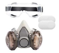 EIH1 Mascara de Gas Reutilizable con 10 Filtros y Gafas, Mascarilla Antipolvo Respirador de media cara, para Vapores Orgánicos, Soldadura, Pulido y Otras Proteccione de Trabajo