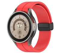 EIHAIHIS 20mm Correa con Fuerte Cierre Plegable Magnética para Samsung Galaxy Watch 5/4 40mm 44mm, Banda Ajustable de Silicona Suave para Galaxy Watch 5 Pro 45mm/LTE 44mm/Watch 4 42mm 46mm, Rojo