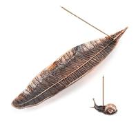 EIHI 1Porta-Inciensos,Quemador de Incienso, Insertos de Incienso,Soporte Incienso Varilla de Metal,Soporte de Incienso en Forma de Hoja,para decoración del hogar,Recolector de Cenizas con Caracol
