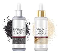 EIHI 2 Piezas Ampolla de arroz Duo, Peel Shot Black Rice Duo, arroz blanco y negro como exfoliante, exfoliante para la cara, eliminador de puntos negros hidratante para toda la piel