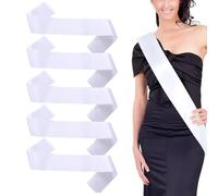 EIHI 5 Piezas Satén Blanco, 160 x 9,5 cm, color blanco puro, para mujer, bricolaje, para despedidas de soltero, bodas, cumpleaños, graduación