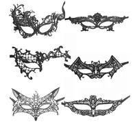 EIHI 6 Pezzi Maschera Carnevale Nera, Maschera di Pizzo Maschera Sexy per Donna, Maschera Carnevale Viso in Pizzo Maschere di Travestimento per Halloween, Carnevale, Cosplay, Feste, Gotico