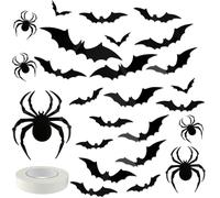 EIHI 72 Piezas Pegatinas Halloween Decoración,Murciélagos 3D presionables para halloween,Scary Halloween Murciélago Decor,Pared Puerta de Casa,Exterior Interior Bricolaje
