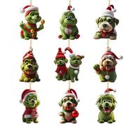 EIHI 9 Piezas Grinch Adornos Navidad - 2D acrílico The Grinch Adornos Árbol Navidad - Decoracion Navidad - Decoración Grinch-Elfo de Navidad - Adornos de Coche（9 modelos）