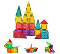 EIHI Juego de baldosas magnéticas de viaje para niños y niñas a partir de 3 años, mini bloques de construcción magnéticos de 56 piezas, juguetes de viaje montessori